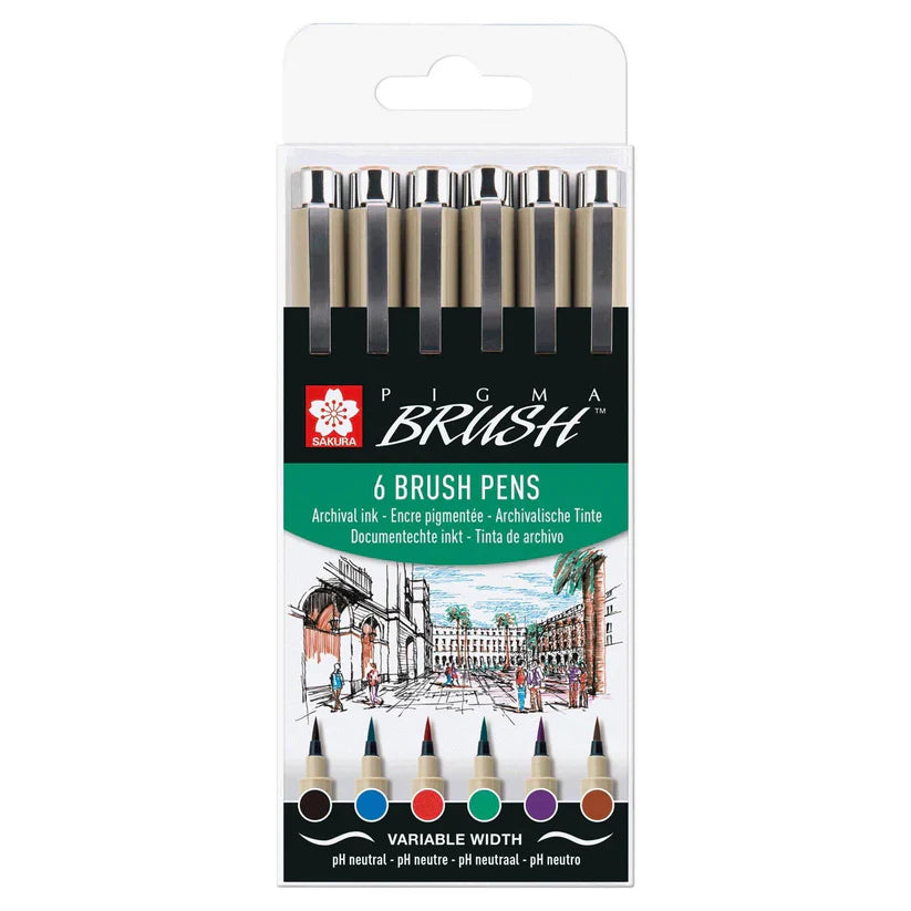 Sakura Pigma Brush Basic Set 6