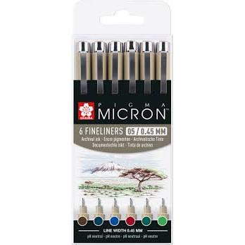 Sakura Pigma Micron 05 Earth Set 6