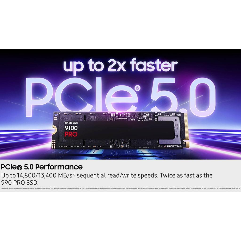 Samsung (9100 PRO) 1TB Internal SSD PCIe Gen 5x4 NVMe, Speeds Up to 14700 MB/s