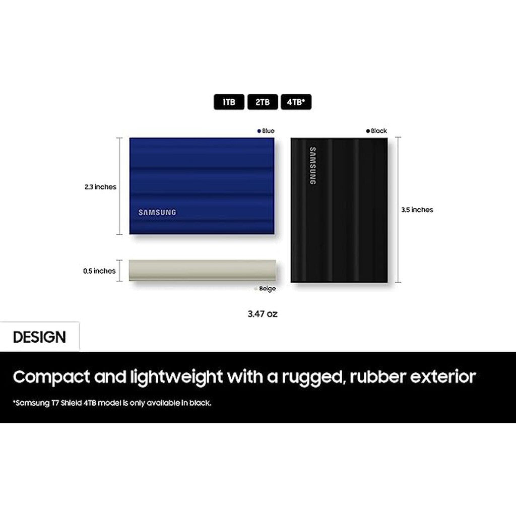 SAMSUNG 4TB External T7 Portable SSD Shield Black MU-PE4T0S