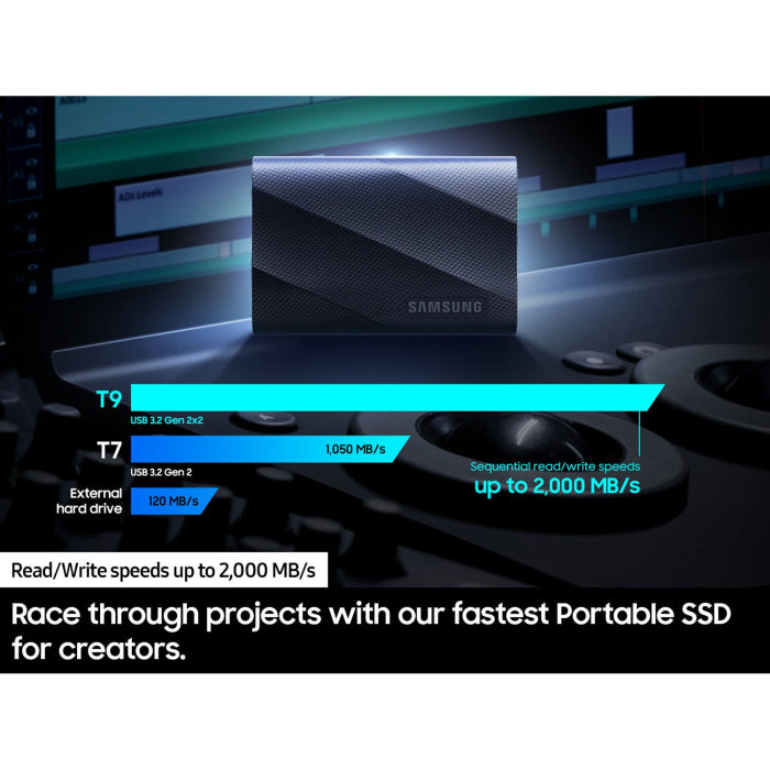 Samsung T9 2TB Portable SSD Up to 2000 MB/s Read Speed - Black