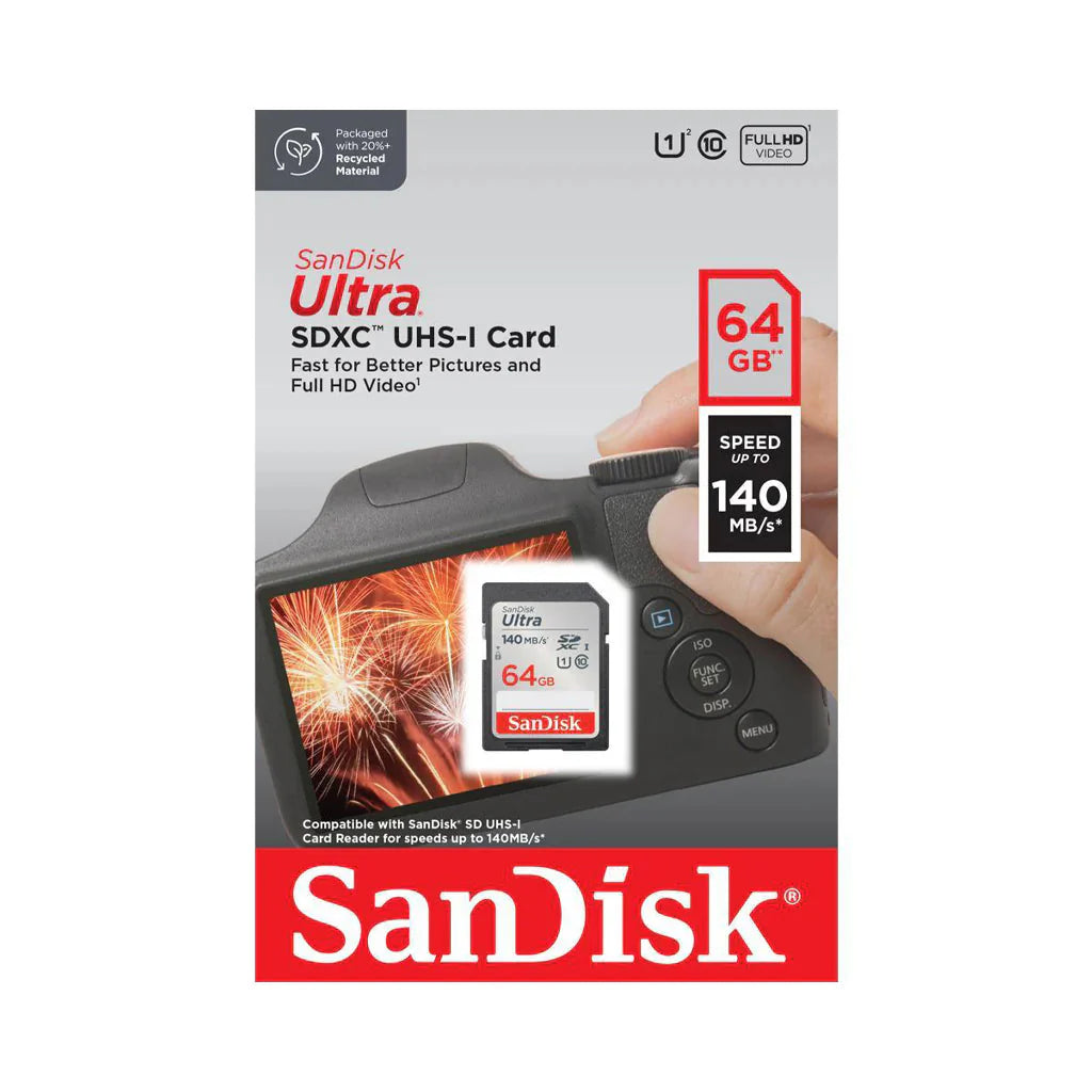 SanDisk 64GB Ultra SDXC UHS-I / Class 10 Memory Card, Speed Up to 140MB/s