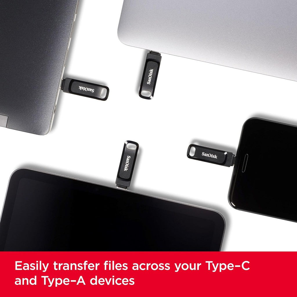 SanDisk Ultra Dual Drive Go Flash Drive - 64GB / Up to 300 MB/s / USB 3.2 Gen 1 / Type-C / Black