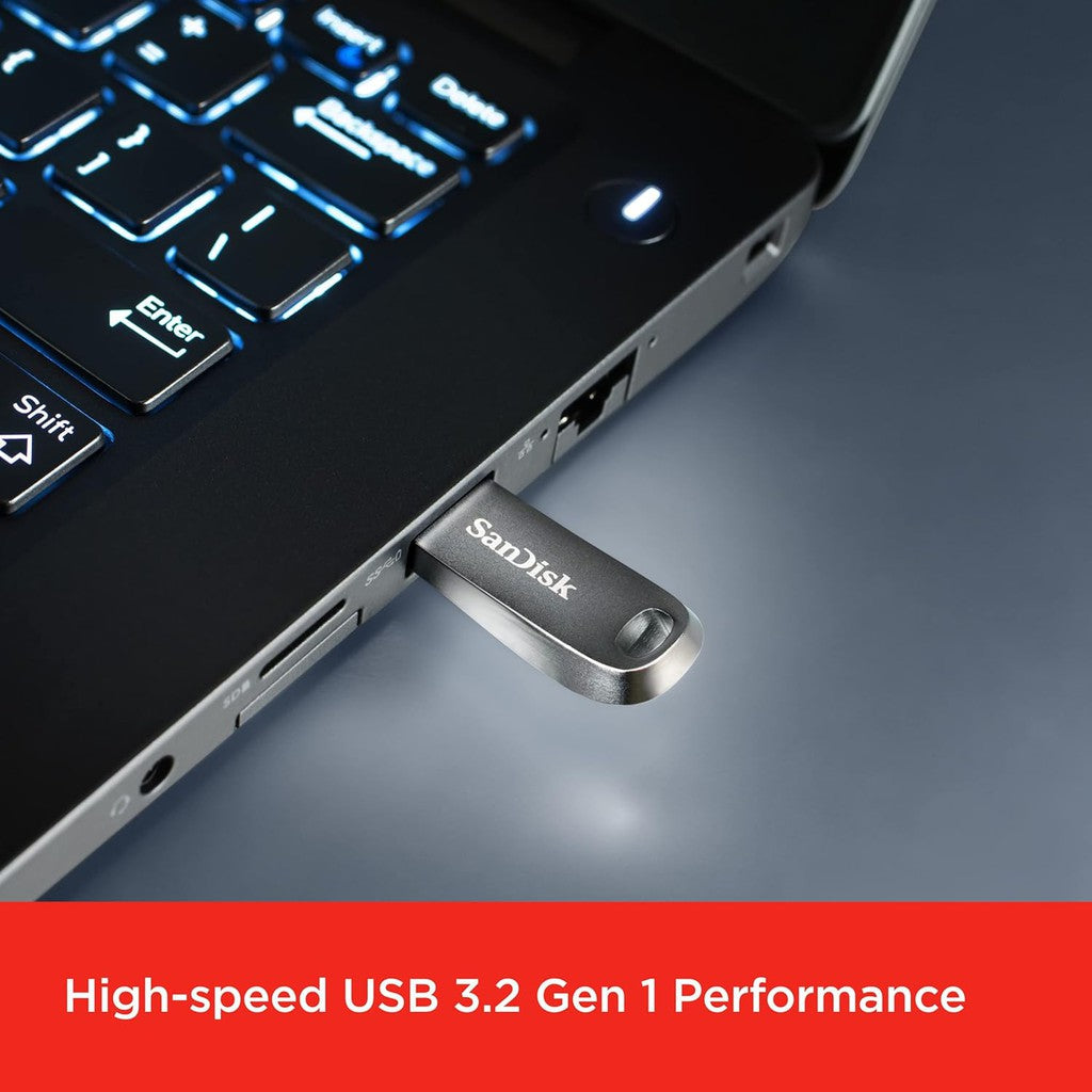 SanDisk Ultra Luxe Flash Drive - 128GB / Up to 400 MB/s / USB 3.2 Gen 1 / Silver-SDCZ74-128G-G46