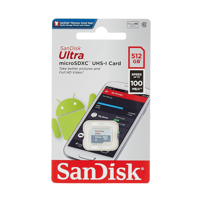 SanDisk Utra Micro SDXC UHS-I Memory Card 512GB Read Speed up to 100 MB/s