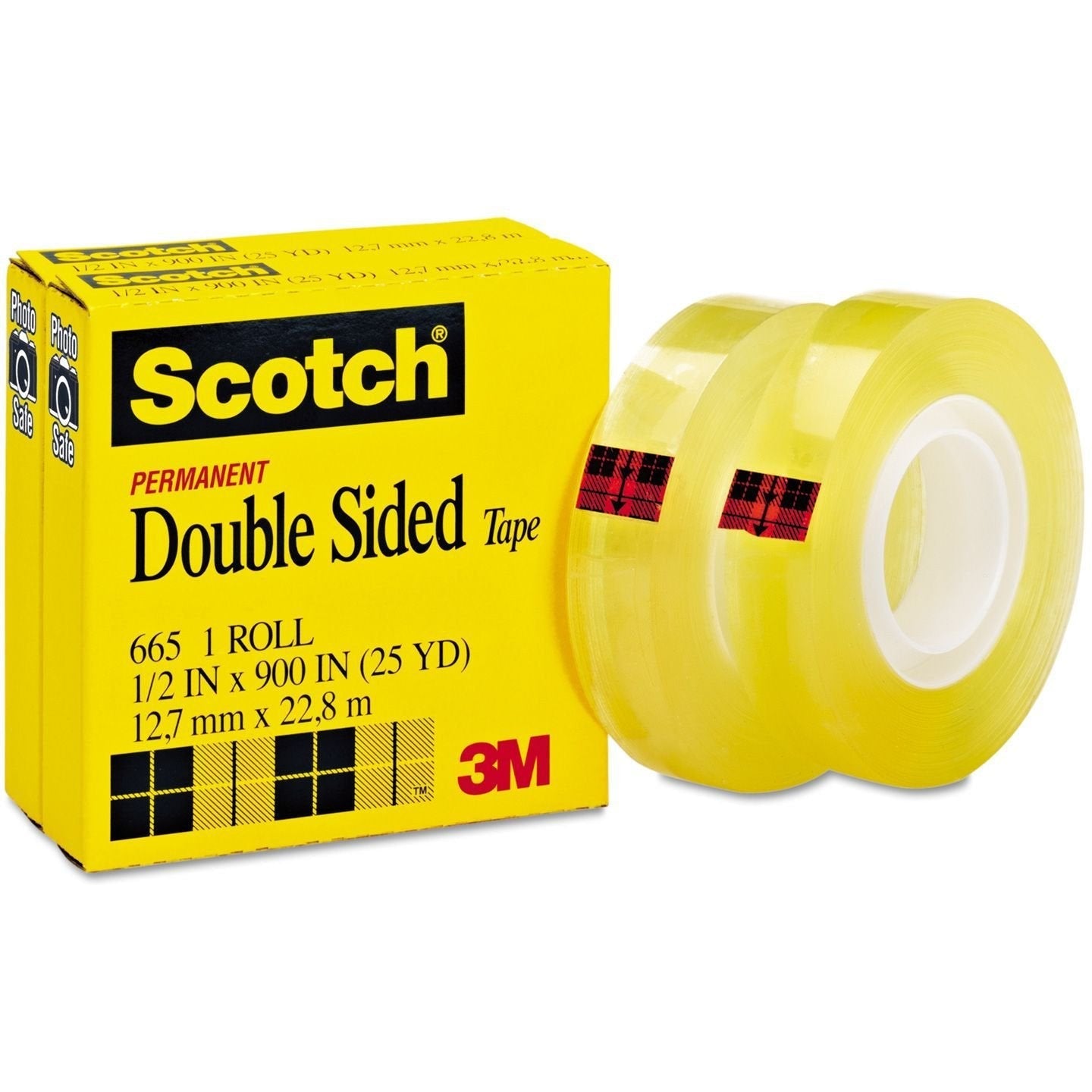 Scotch Double Sided Tape,66v 5 1/2" X 25Yds Small Core