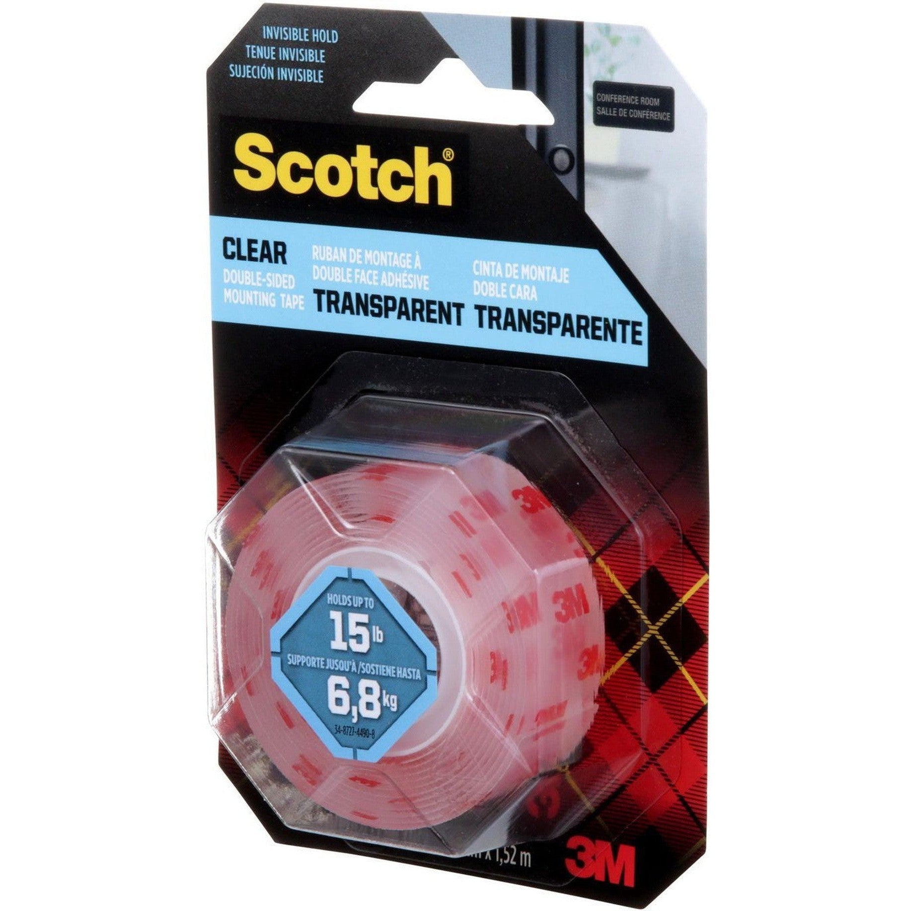Scotch-Mount™ Clear Double-Sided Mounting Tape 410H, 1 In X 60 In (2.54 Cm X 1.52 M)