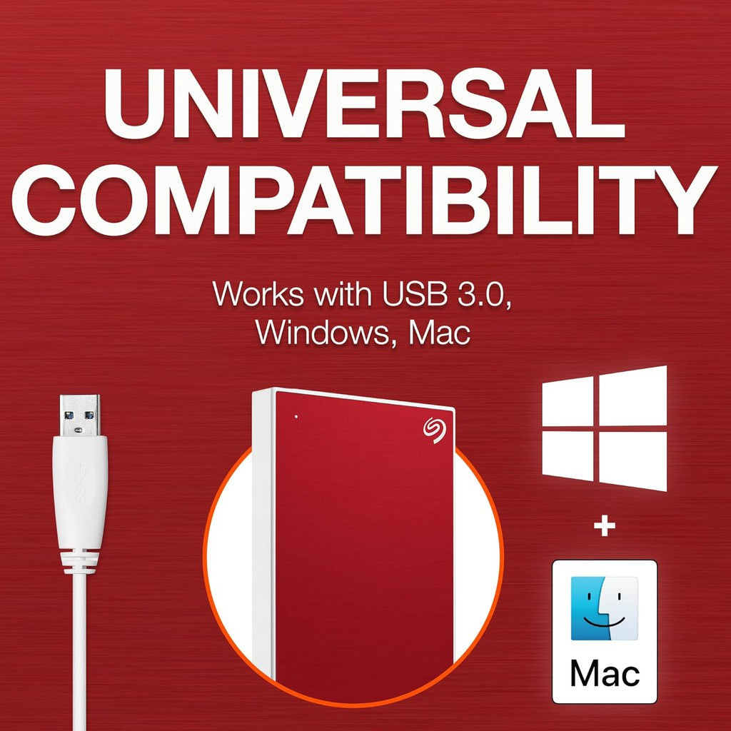 Seagate One Touch 1TB External HDD with Password Protection Red (STKY1000403)