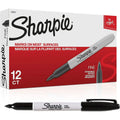 Sharpie Permanent Markers, Fine Point, Black, 12 Count
