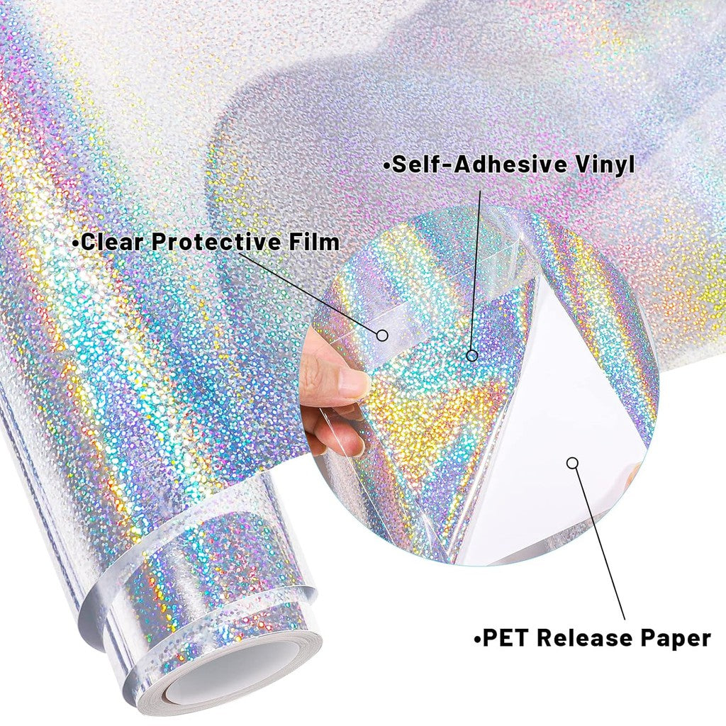 Silver Glitter Vinyl Sticker Roll (GLT01) – 50cm x 1m