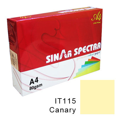 Sinar Spectra Colour Paper A4 80 Gsm IT 115 Canary Colour