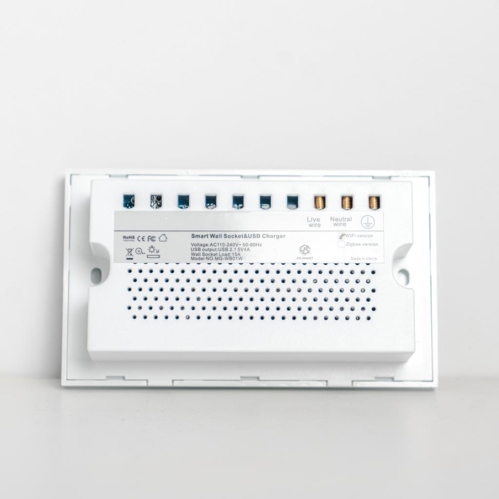Smart Double Wallmont Socket With USB Wi-Fi - White