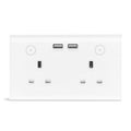 Smart Double Wallmont Socket With USB Wi-Fi - White