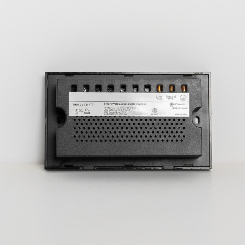 Smart Double Wallmount Socket With USB Wi-Fi - Black