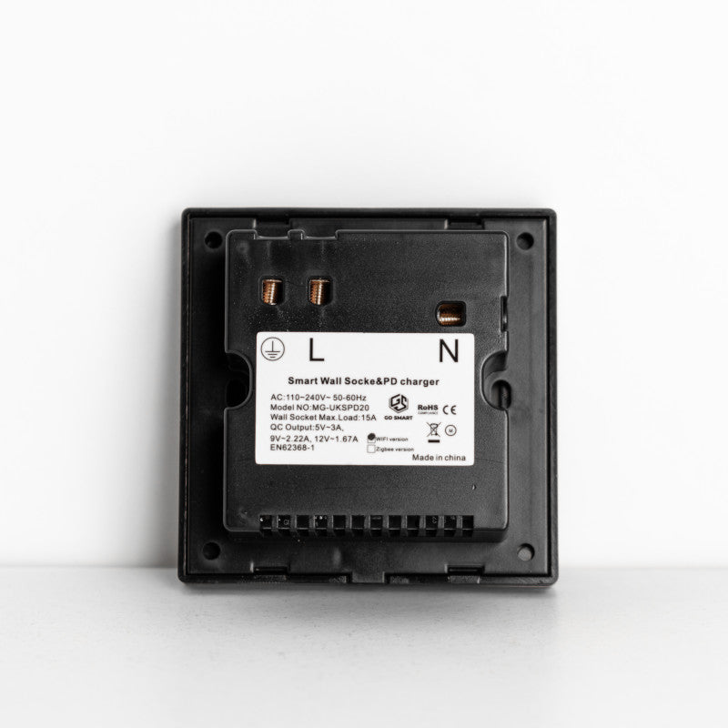 Smart Single Wallmount Socket With USB WI-Fi - Black