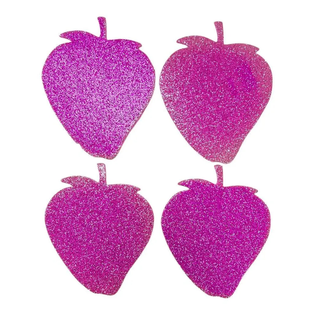 Strawberry Sticky Glitter Foam 4 Pack Pink Color
