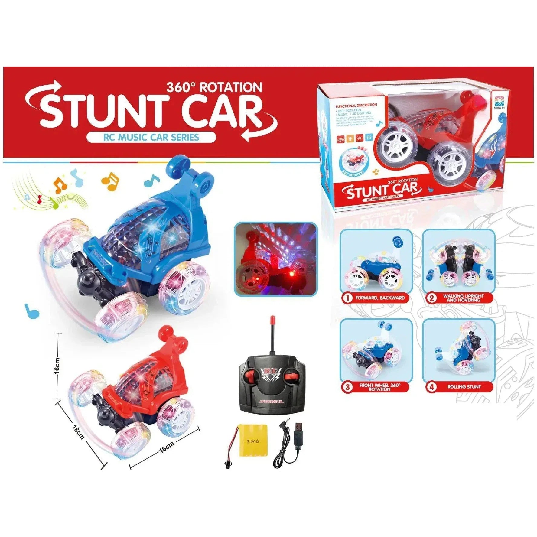 Stunt 360 Rotation Rc Car With Music-Cd-Tj005A