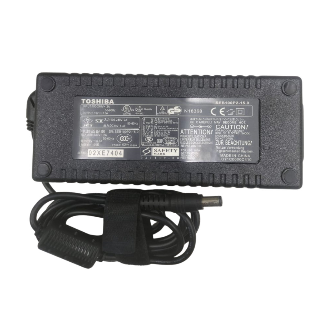 Toshiba Laptop Charger with Power Cable – 120W 19V-6.3A (6.0×3.0mm)
