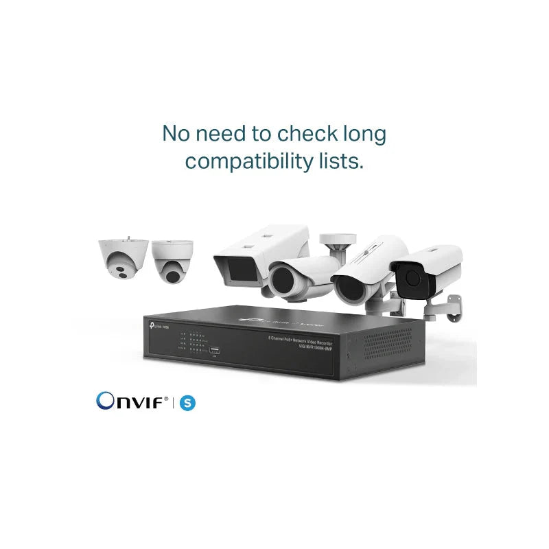 TP-LINK VIGI 8 Channel PoE+ Network Video Recorder - RJ-45 / USB 2.0 / SATA / Black