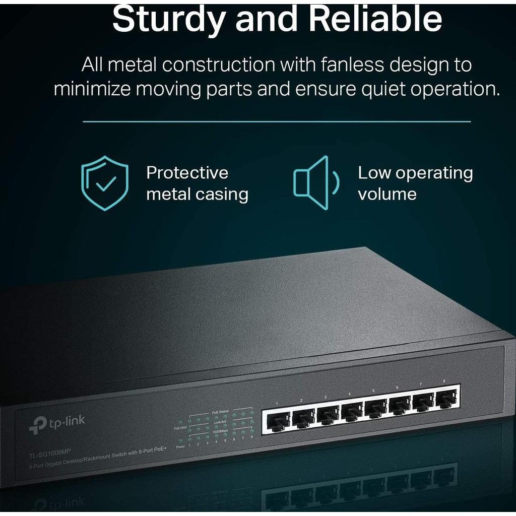TP-Link 8-Port PoE+ SG1008MP Gigabit Desktop/Rackmount Switch 153W