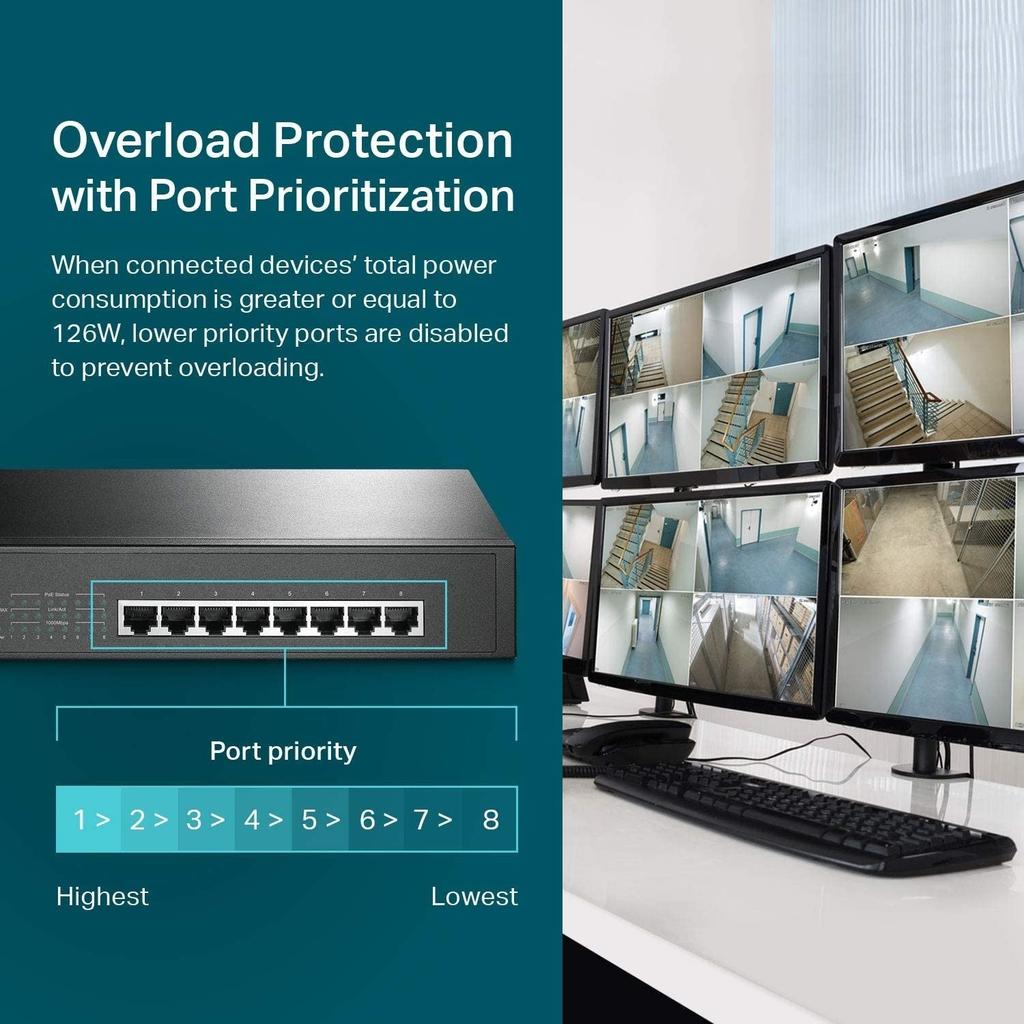 TP-Link 8-Port PoE+ SG1008MP Gigabit Desktop/Rackmount Switch 153W