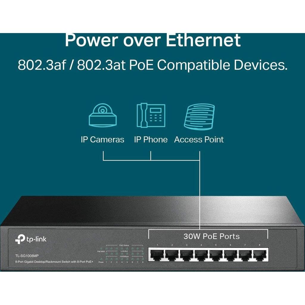 TP-Link 8-Port PoE+ SG1008MP Gigabit Desktop/Rackmount Switch 153W