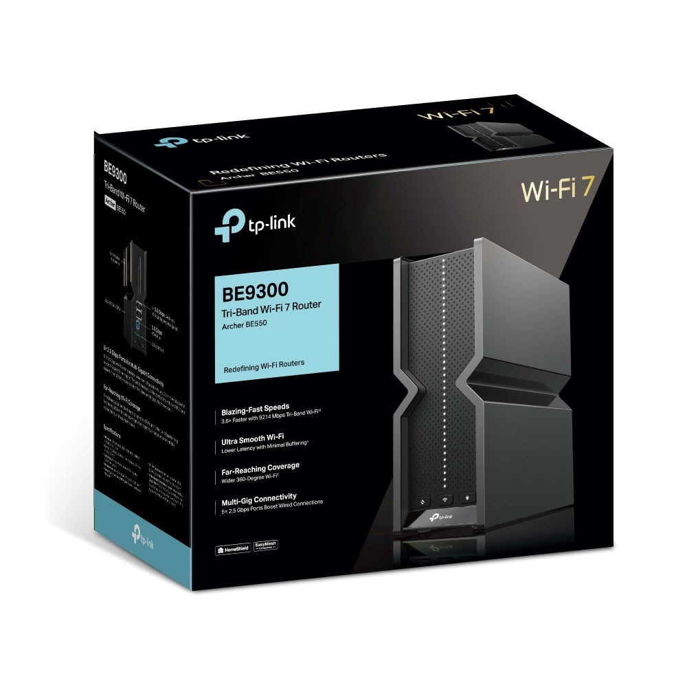 TP-Link Archer BE550 BE9300 Tri-Band Wi-Fi 7 Router, 2.5G