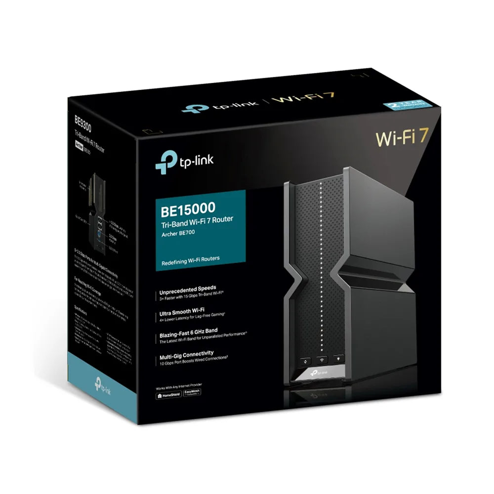 TP-Link Archer BE700 BE15000 Tri-Band WiFi 7 Router, 2.5Gbps / 10Gbps