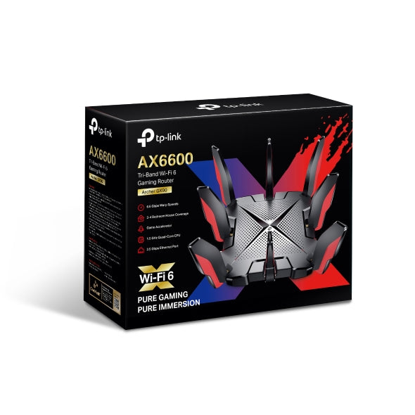 TP-Link Archer GX90 (AX6600) Tri-Band Wi-Fi 6 Gaming Router - 5GHz (4804 Mbps) / USB3.0 / Gigabit WAN / Gigabit LAN