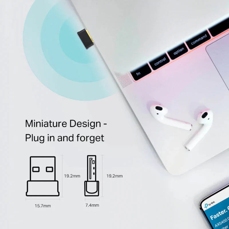 TP-Link (Archer T2UB Nano) AC600 Nano Wi-Fi Bluetooth 4.2 USB Adapter - 5GHz(433Mbps)