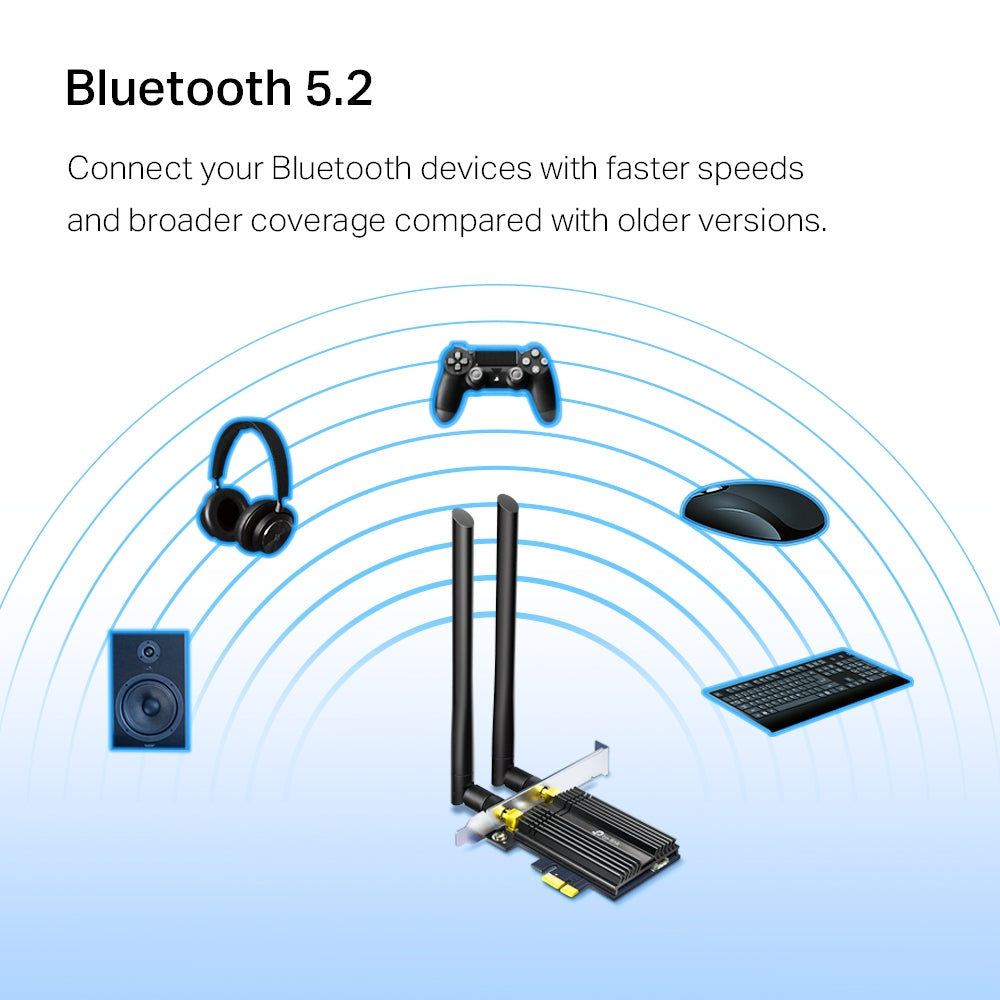 TP-Link (Archer TX50E) AX3000 Wi-Fi 6 Bluetooth 5.0 PCIe Adapter - 5GHz (2402 Mbps) / PCIe Adapter