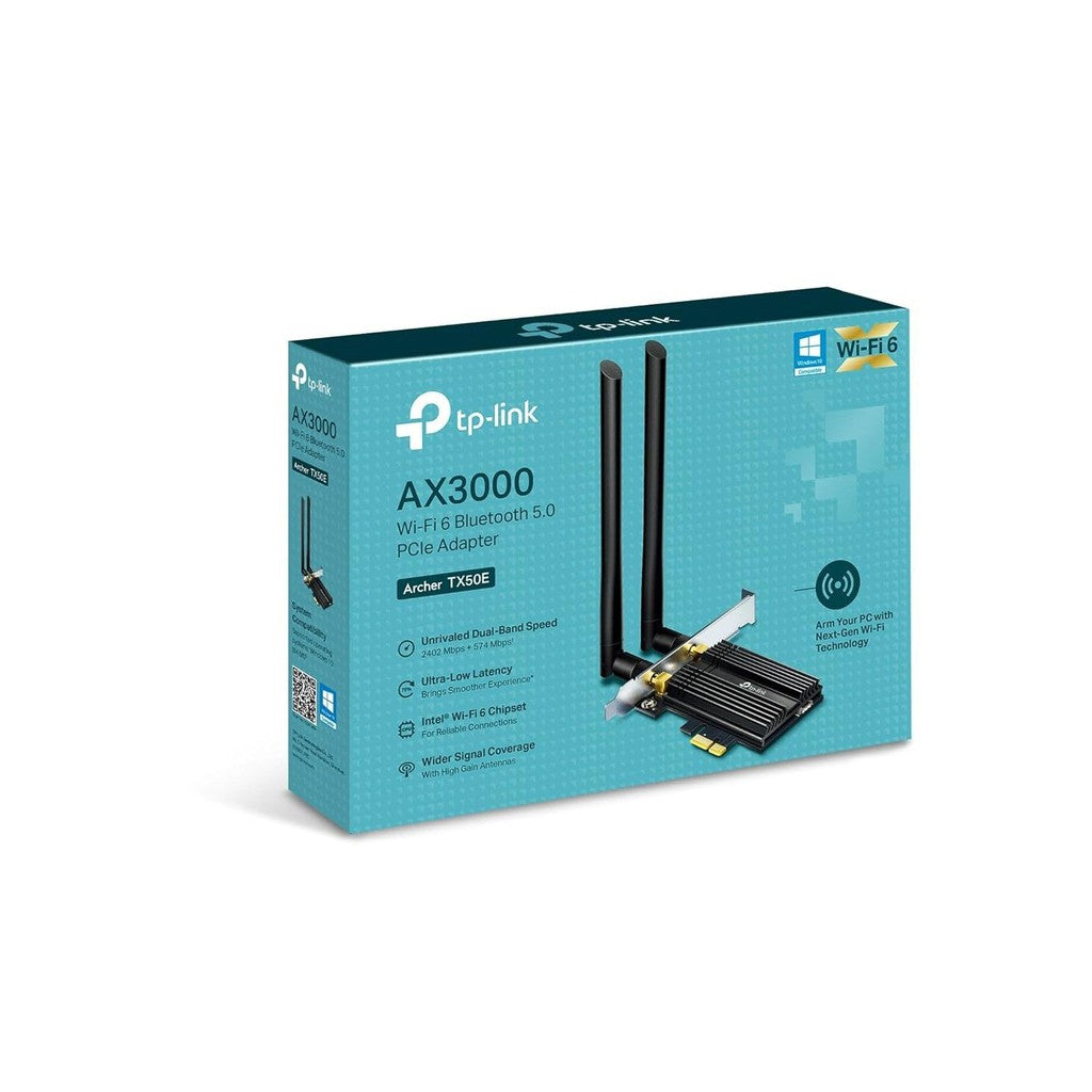 TP-Link (Archer TX50E) AX3000 Wi-Fi 6 Bluetooth 5.0 PCIe Adapter - 5GHz (2402 Mbps) / PCIe Adapter