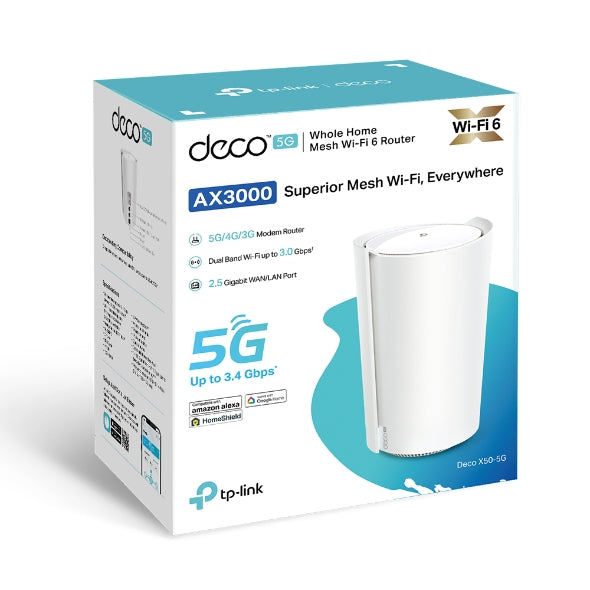TP-Link Deco X50-5G (AX3000) Whole Home Mesh WiFi 6 Gateway - 5GHz (2402 Mbps) / 2.5 Gbps Port