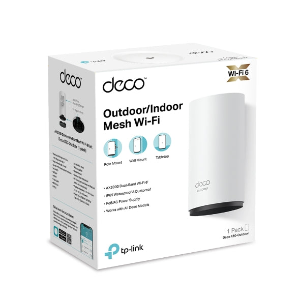 TP-Link Deco X50-Outdoor (AX3000) Outdoor Whole Home Mesh Wi-Fi 6 Unit - 5GHz (2402 Mbps) / Gigabit Ports