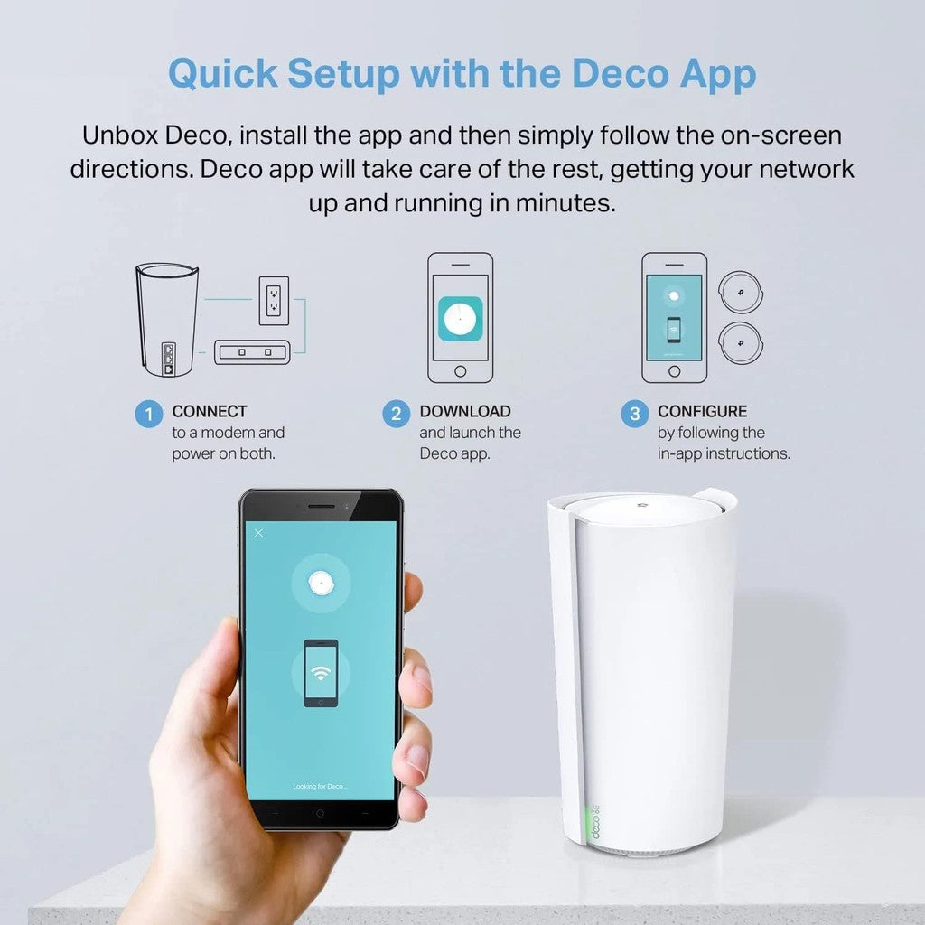 TP-Link (Deco XE200) AXE11000 Whole Home Mesh Wi-Fi 6E System - 1148 Mbps / LAN / White