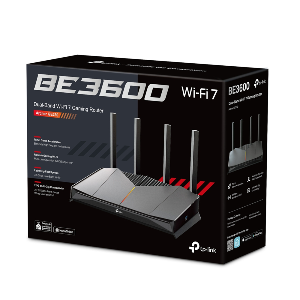 TP-Link GE230 BE3600 Dual-Band WiFi 7 Gaming Router, 2.5G