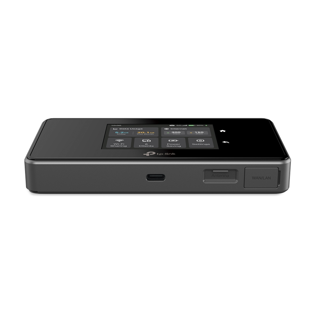 TP-Link M8550 5G WiFi 6E Tri-Band AXE3600 Gigabit WAN/LAN Port Touch Screen Mobile Router, 64 Devices