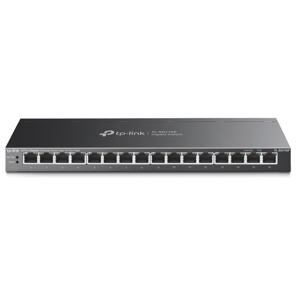 TP-Link SG116P 16-Port Gigabit Desktop Switch with 16-Port PoE+