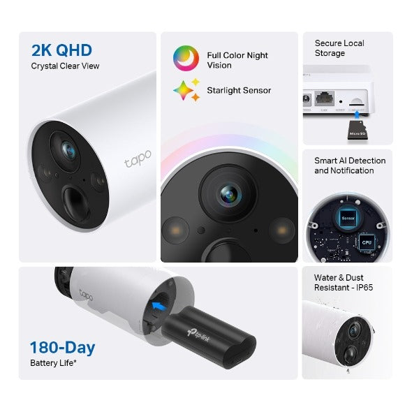 TP-Link Smart Wire-Free Security Camera System, 2-Camera System TAPO C420S2