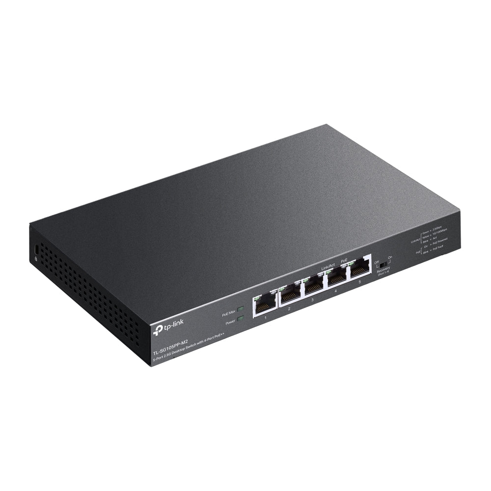 TP-Link (TL-SG105PP-M2) 5-Port 2.5G Desktop Switch with 4-Port PoE++ - 25 Gbps / LAN