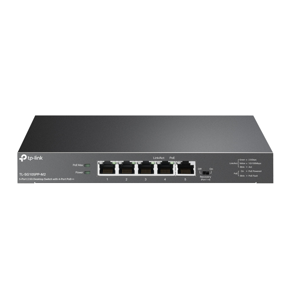 TP-Link (TL-SG105PP-M2) 5-Port 2.5G Desktop Switch with 4-Port PoE++ - 25 Gbps / LAN
