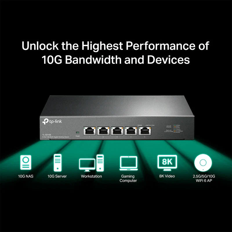 TP-Link (TL-SX105) Gigabit Desktop Switch - 5-Ports / 100 Gbps / LAN / Unmanaged