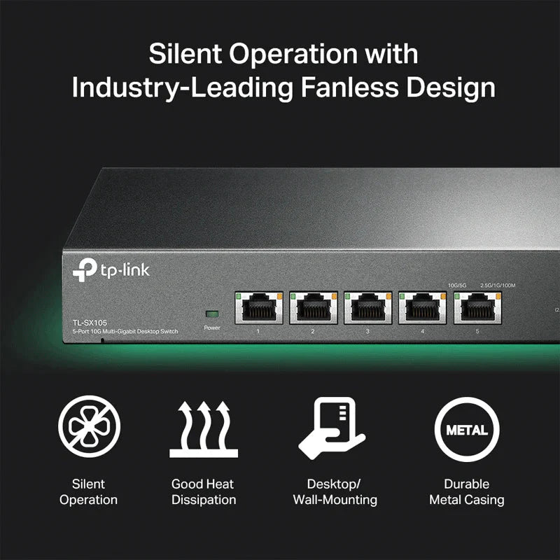 TP-Link (TL-SX105) Gigabit Desktop Switch - 5-Ports / 100 Gbps / LAN / Unmanaged