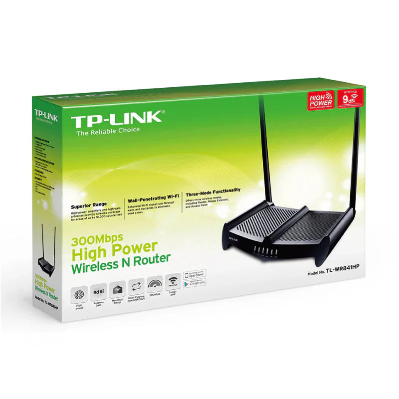 TP-Link (TL-WR841HP) High Power Wireless N Router - 2.4GHz (300 Mbps) / WAN / LAN