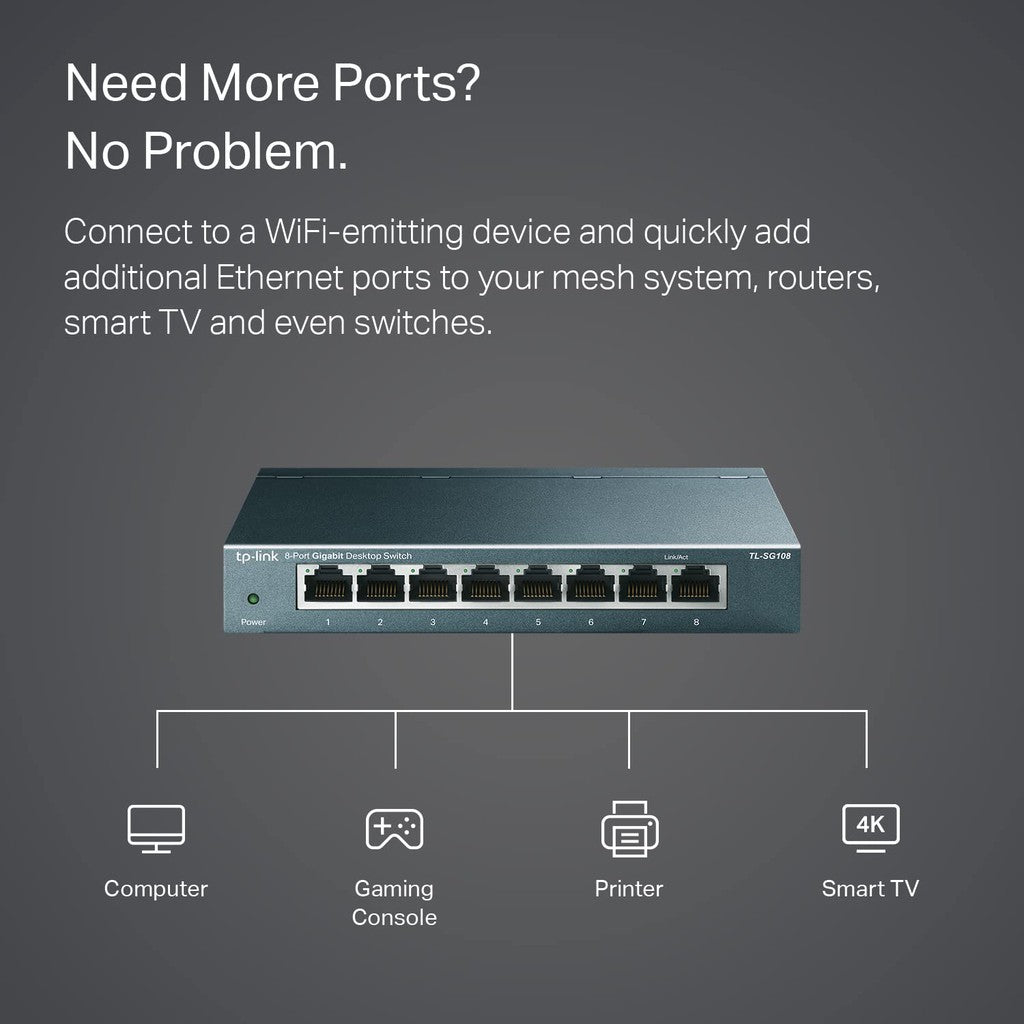 TP-Link TLSG108 8 Port Gigabit Ethernet Network Desktop Switch