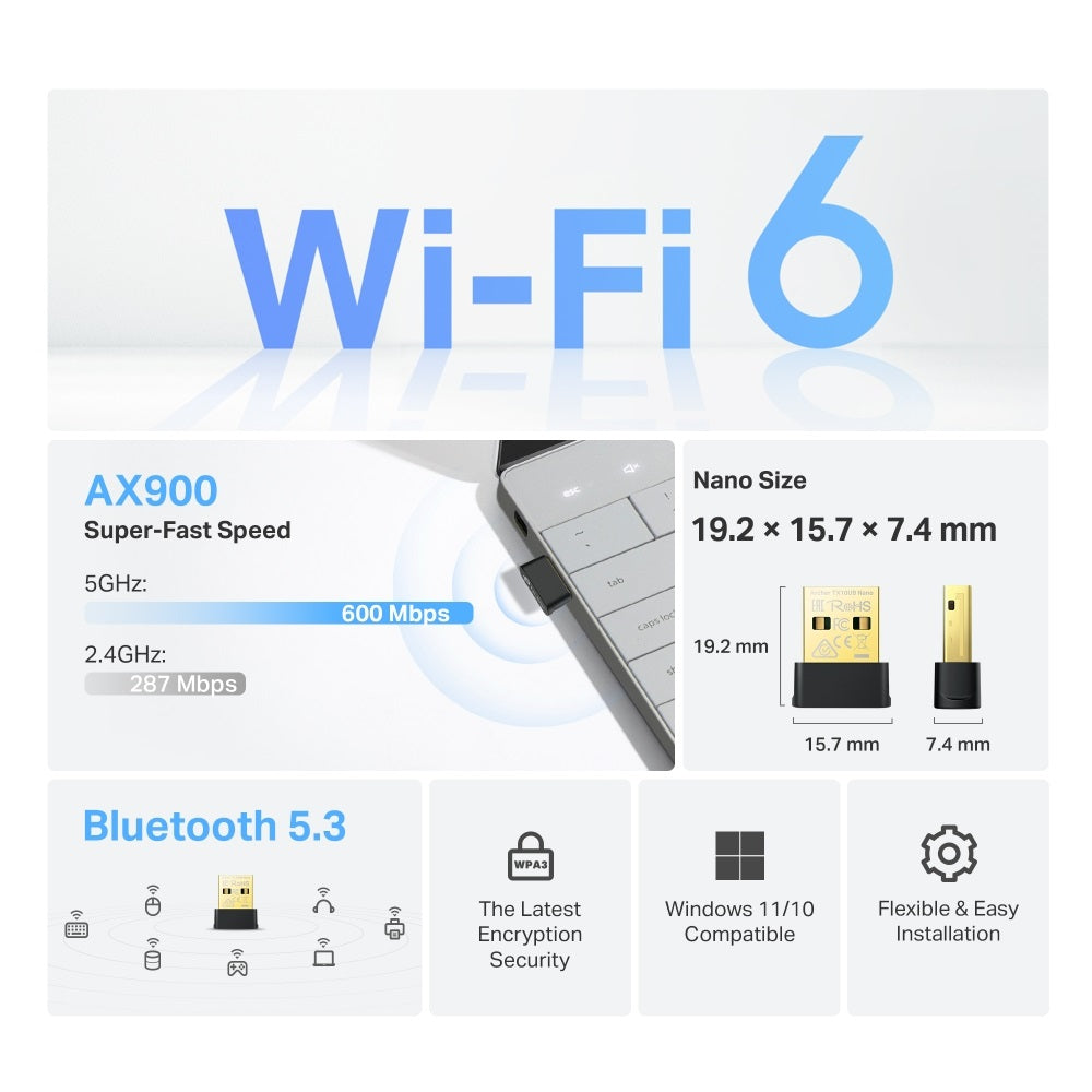 TP-Link TX10UB Nano AX900 WiFi 6 Bluetooth 5.3 USB Adapter
