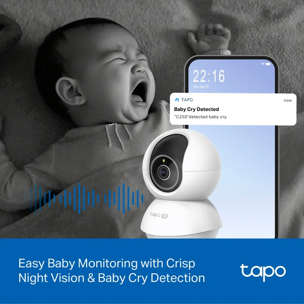 TP-Link Tapo C250 4K Pan/Tilt AI Home Security WiFi Camera