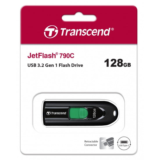 TRANSCEND 128GB USB 3.2, GEN 1 FLASH DRIVE TYPE C 5Gbps TS128GJF790C