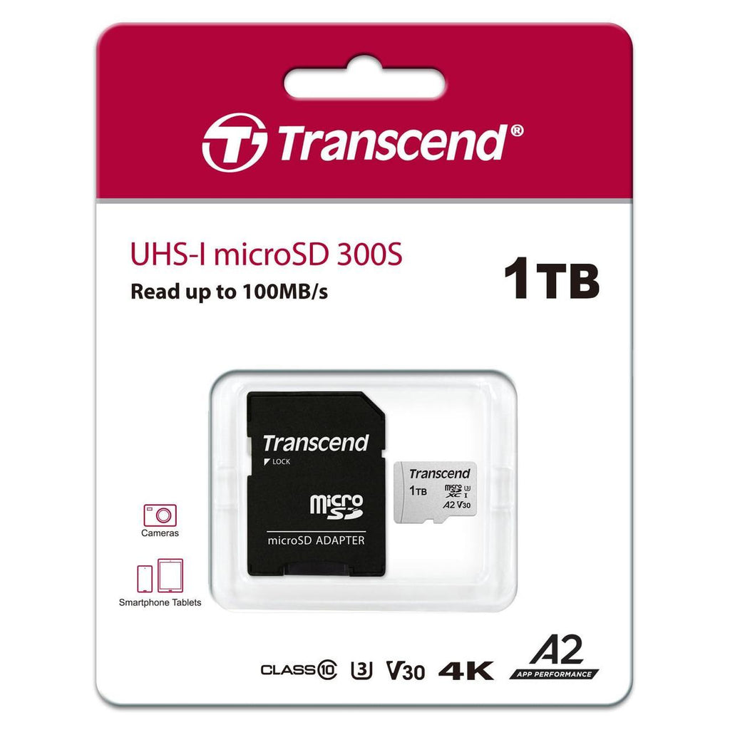 TRANSCEND 1TB MICRO SD  UHS-I U3  W / ADAPTER   TS1TUSD300S-A