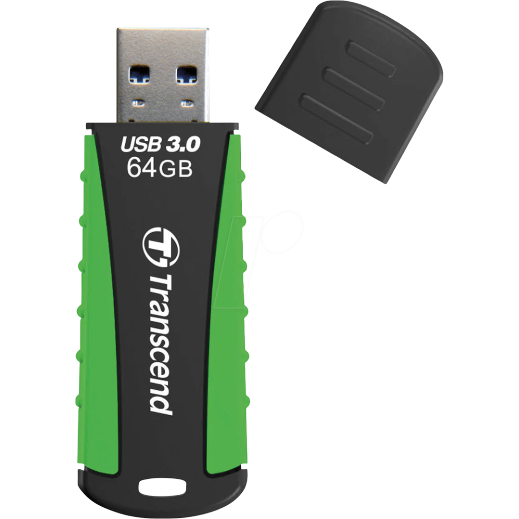 Transcend 64GB JetFlash 810 USB 3.1 Gen 1 Flash Drive Rugged Rubber Design Up to 90MB/s Speed - Green